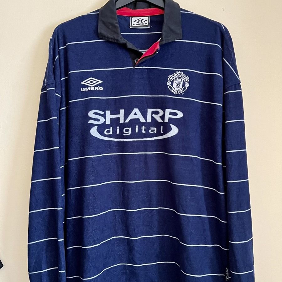 Manchester United Away Jersey MU 1999/2000 Original Umbro LS Size XL Football  Shirt Kit Soccer