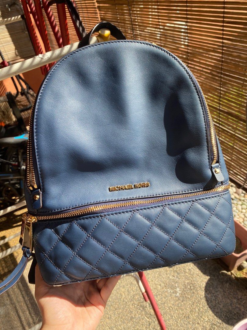 Michael Kors Blue Leather backpack, Women's Fashion, Bags & Wallets,  Backpacks on Carousell