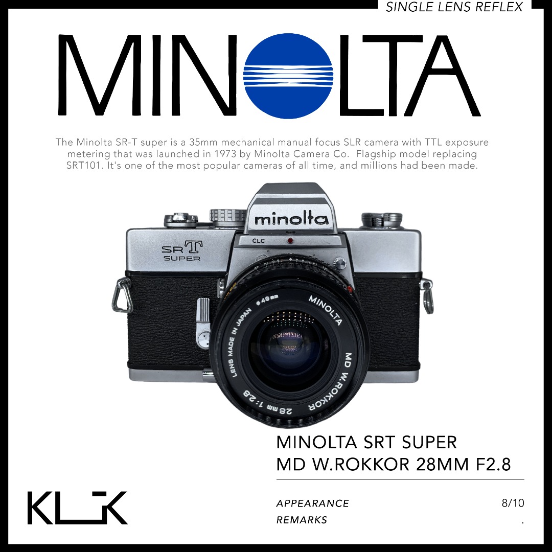 Minolta SRT Super / Minolta MD W.Rokkor 28mm f2.8, Photography, Cameras ...