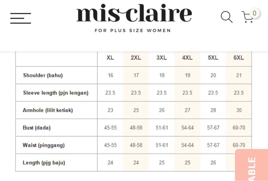 Models Size Chart – Mis Claire