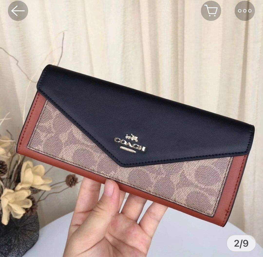 National day sale coach lady long wallet brown classic wallet