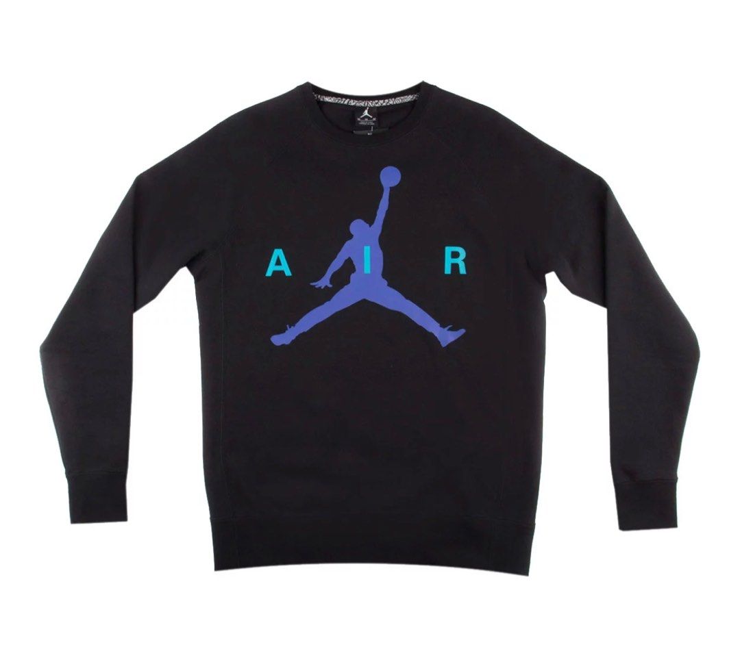 Nike Mens Air Jordan Brushed Graphic Sweatshirt Black Concord