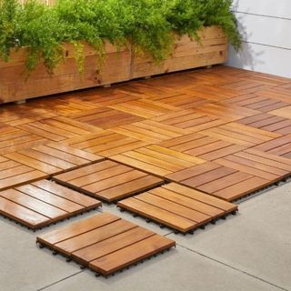 Outdoor Deck Tiles DIY Wood Plastic Composite WPC 30x30cm for Balcony Garden