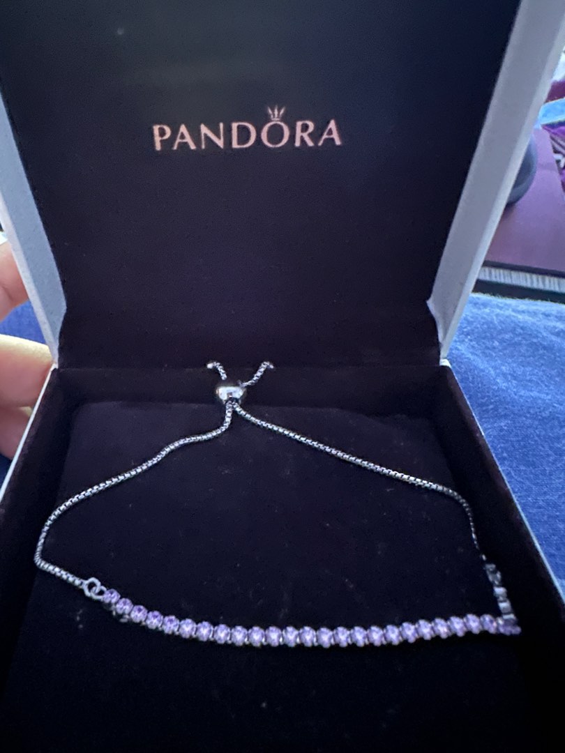 Pandora Original Pink Tennis Bracelet with original Pandora Box, Women