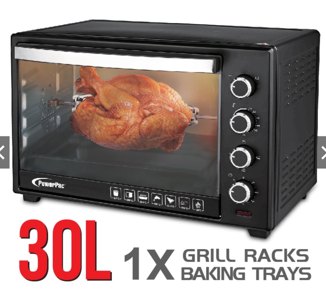 PowerPac Electric Oven 30L with baking tray & wire mesh (PPT30) Cook