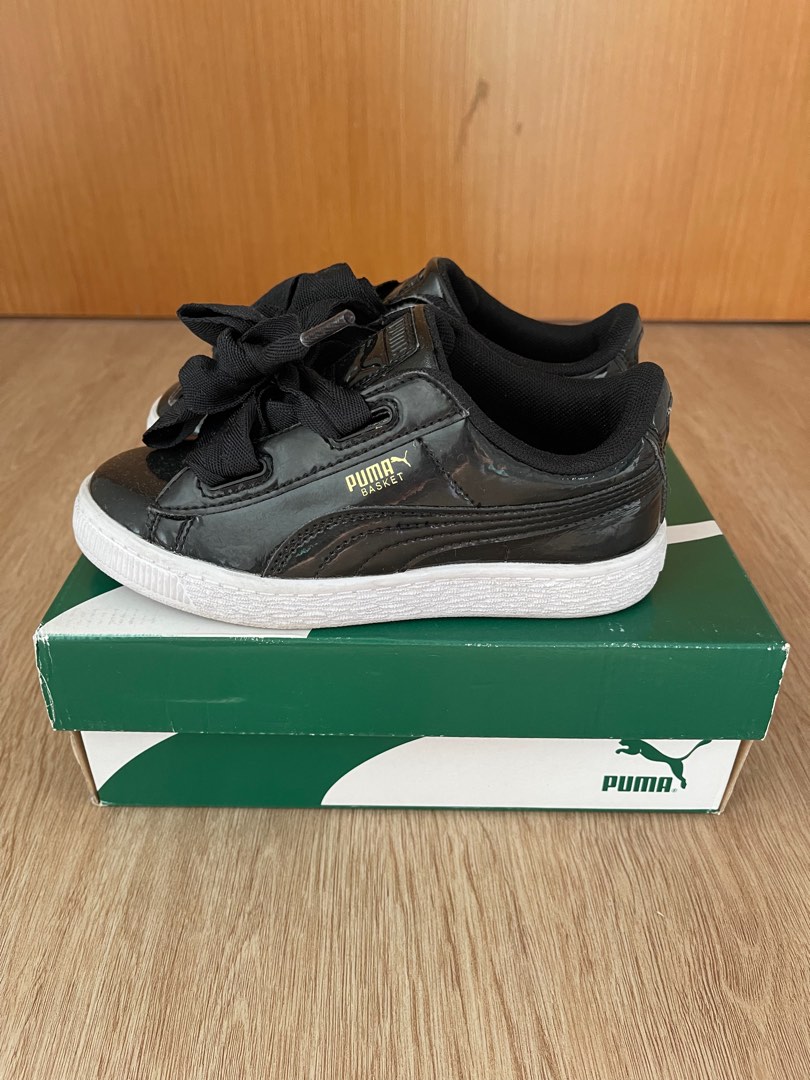 Puma Girls Basket Heart Patent Black size EU 31 Babies Kids Babies Kids Fashion on Carousell