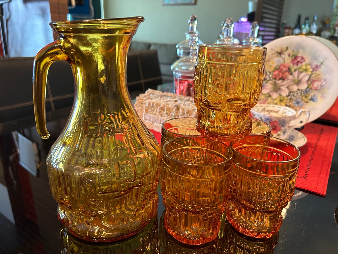 amber glass pitcher