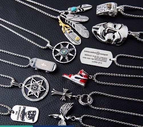 Men's gold stainless steel necklaces best sale