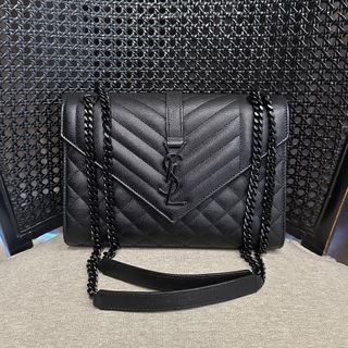 Replica YSL Saint Laurent Medium Envelope Bag Mix Matelasse Black