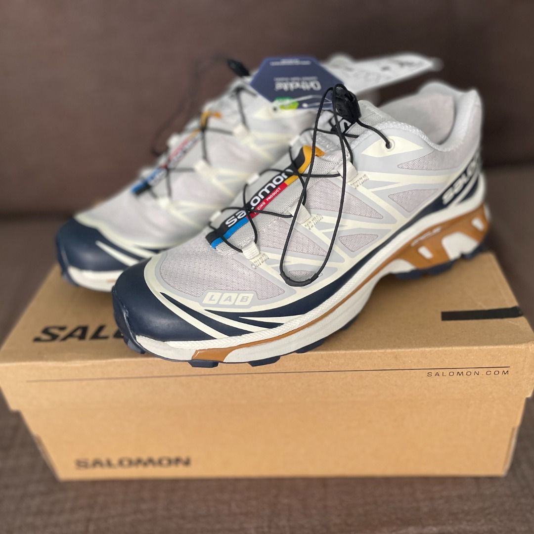 Salomon XT-6 (Lunar Rock / Dark Sapphire / Rubber), Women's Fashion ...