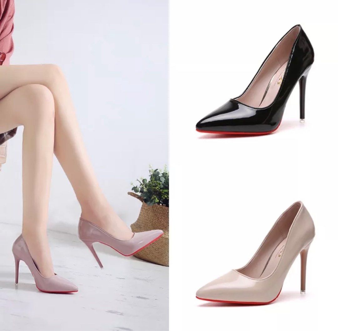 SEPATU HAK TINGGI HIGH HEELS HITAM BLACK WANITA PEREMPUAN KANTOR FORMAL KERJA 10CM KOREA IMPORT PREMIUM