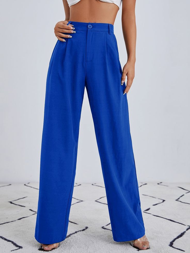 Buy Chic Basic Wide Leg Pants in Blue  Rayon Online India Best Prices  COD  Clovia  LB0192P03
