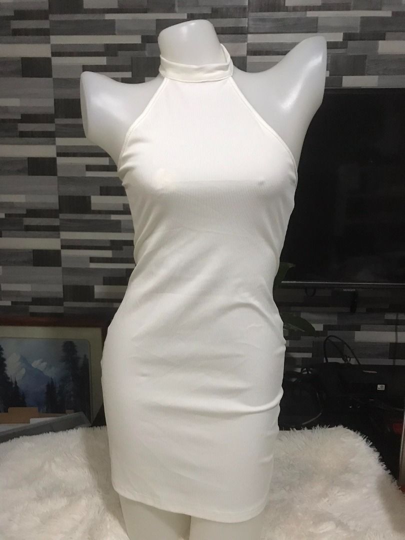 SHEIN White Halter Neck Backless Bodycon Dress, Women's Fashion, Dresses &  Sets, Dresses on Carousell