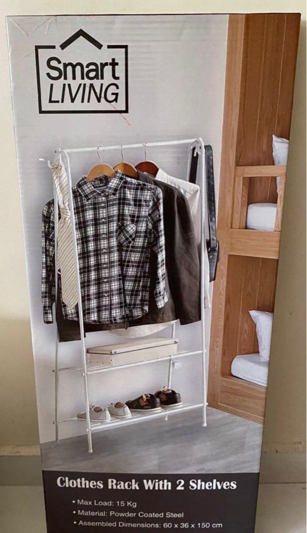 Smart Living - Clothes Rack with 2 Shelves, Furniture & Home Living ...