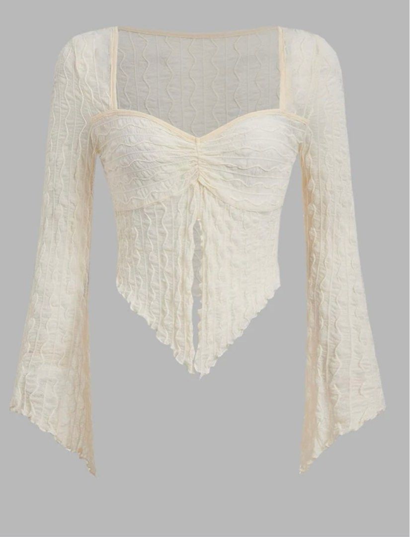 Split Hem Lettuce Trim Top, Women's Fashion, Tops, Blouses on Carousell