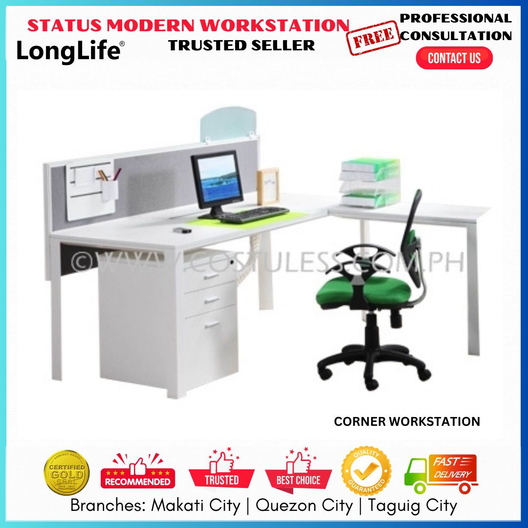 STATUS MODERN WORKSTATION - Customized Working Table, Status Modern Desk, Cubicles, Modular Partitions, Office Desk, Computer Desk, Customized Table, Computer Table (Category: Office Furniture & Fixtures) located in Taguig. Submitted by costuless.taguig (Listing ID 1233254719, Image 3). Description: 💼🌟 Upgrade Your Workspace with the STATUS Modern Workstation! 💻🔥 Looking for a sleek and functional workstation that reflects your style and boos