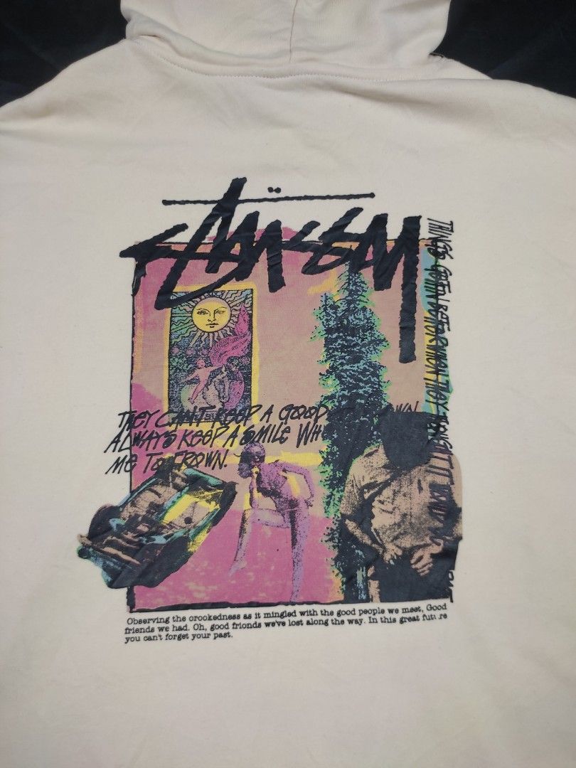 Stussy graphic hoodie (Category: Hoodies) located in Quezon City. Submitted by cyborgph (Listing ID 1246592717, Image 3). Description: stussy graphic hoodie 24 x 28.5 in excellent condition no issue negotiable just shoot your offer.