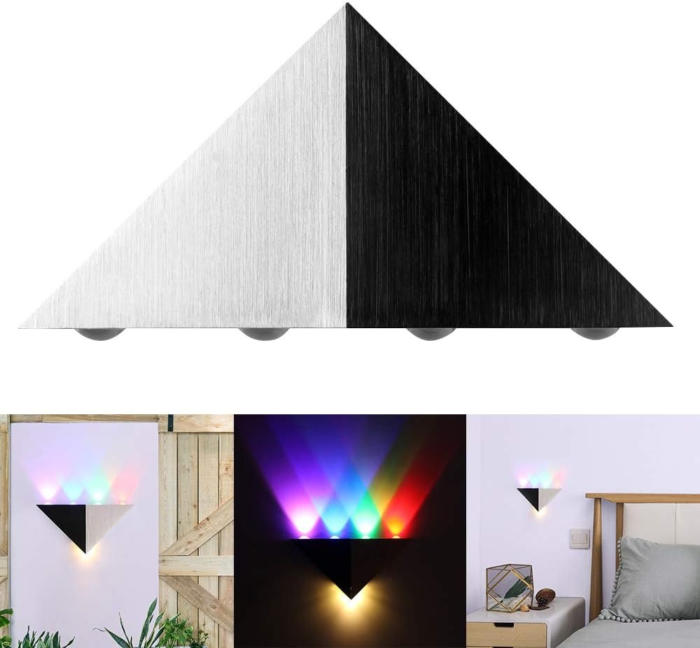 TiooDre Triangle Shape Wall Light, Modern Aluminum 5 LED 5W 5 Coloured