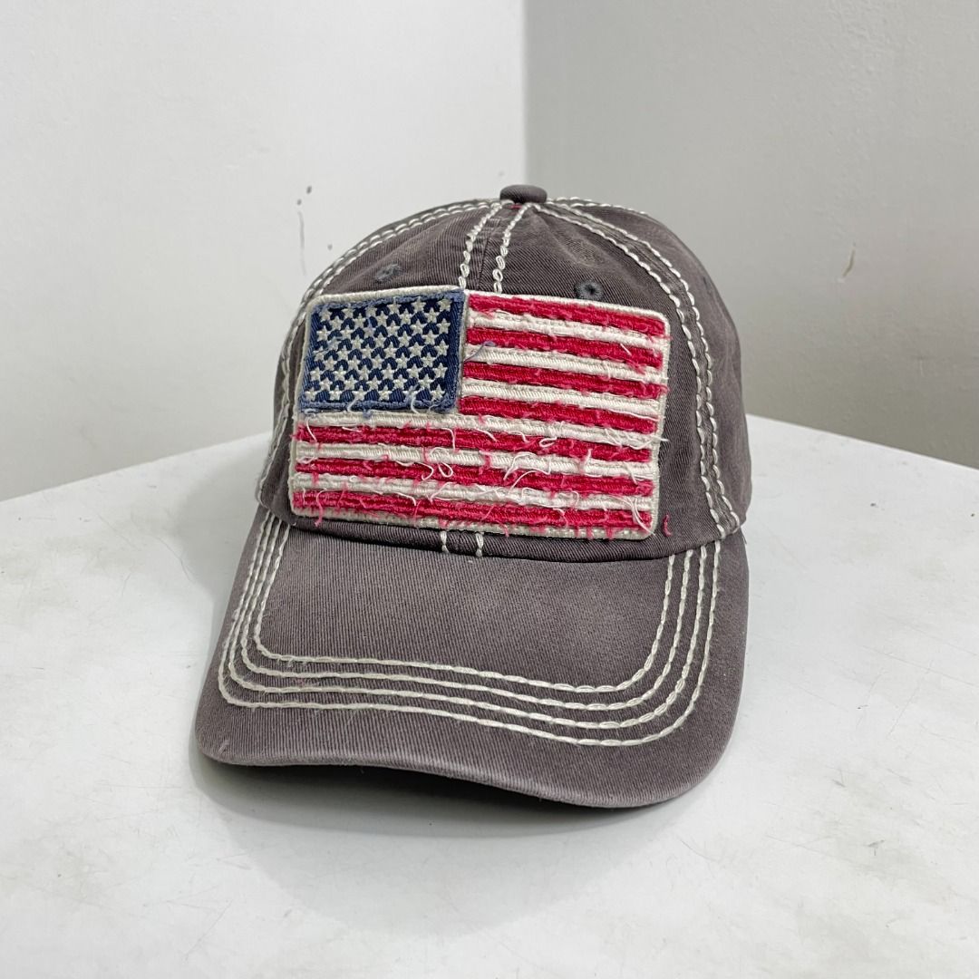 UNITED STATES OF AMERICA USA FLAG HAT CAP TOPI DAD STYLE COTTON BIG BENDERA  BROWN COLOR ADULT SIZE SPORT OUTDOOR MEN FASHION RETRO VINTAGE, Men's  Fashion, Watches & Accessories, Cap & Hats