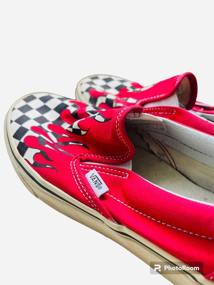 Red vans with checkered clearance flames
