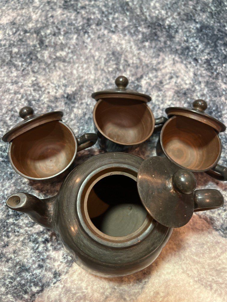 Vintage Clay Teapot Set, Furniture & Home Living, Kitchenware