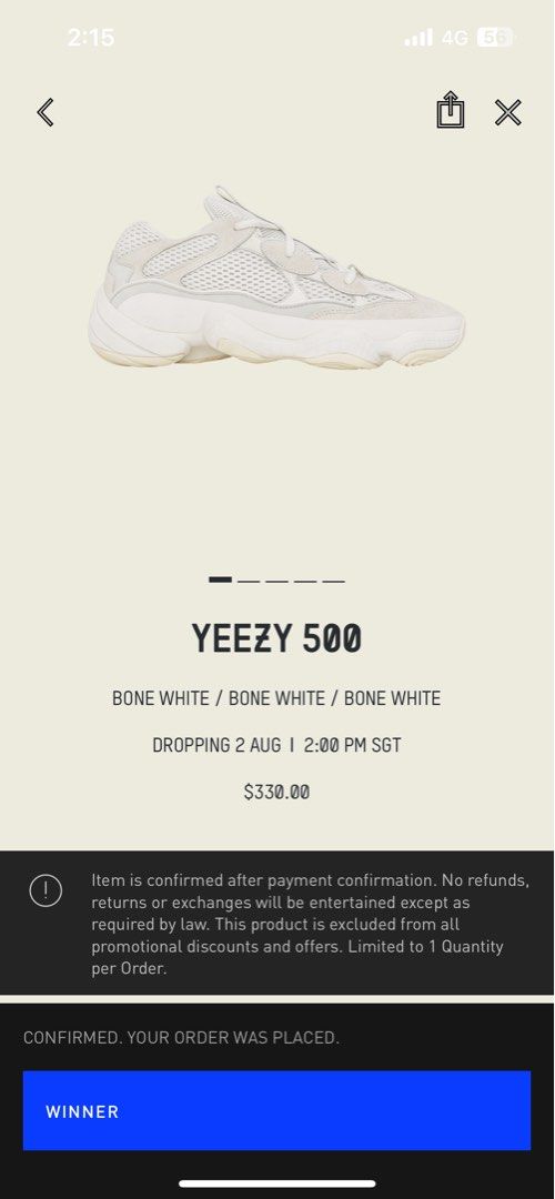 WTS BNDS Adidas Yeezy 500 Bone White US9 UK8.5 Men s Fashion