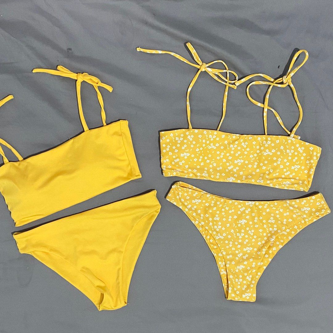 Yellow two piece swimsuit, Women's Fashion, Swimwear, Bikinis & Swimsuits on Carousell