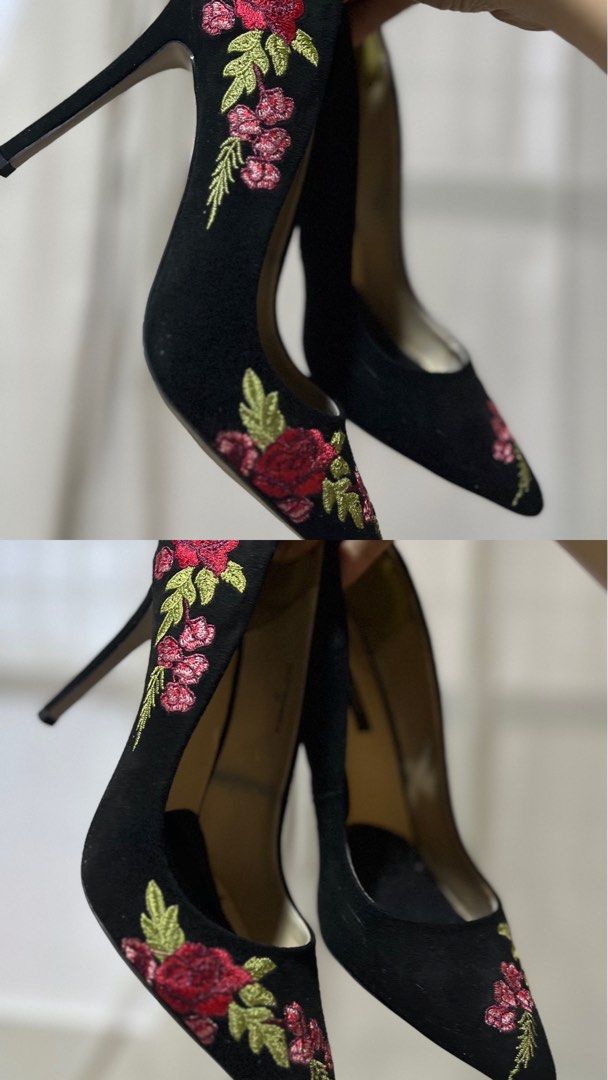 Zalora Embroidered Heels Women s Fashion Footwear Heels on Carousell