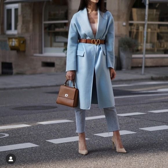Zara blue 2025 oversized coat
