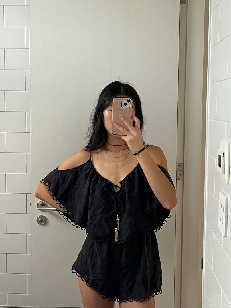Zimmermann black jumpsuit on sale