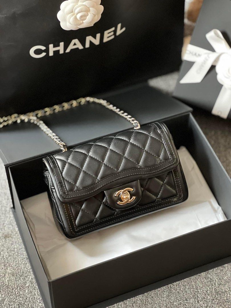 23B Chanel Mini Rectangular Black Lambskin Lghw, Luxury, Bags & Wallets