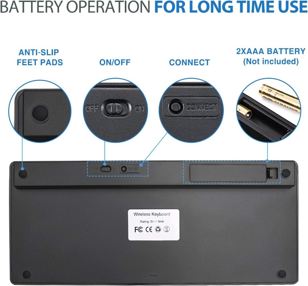 3020) PROCASE WIRELESS KEYBOARD FOR IOS ANDROID WINDOWS DEVICE, MINI