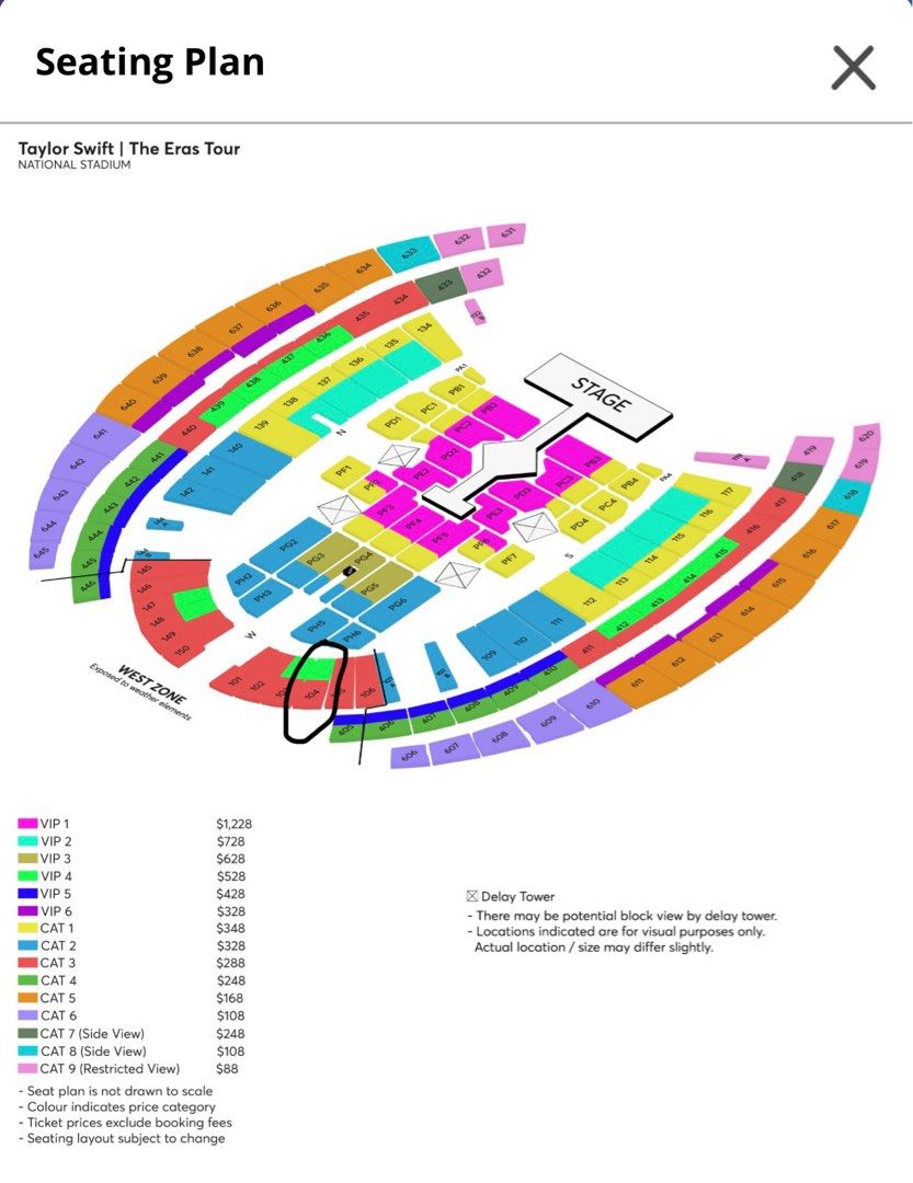 9 March 2024 Taylor Swift The Eras Tour in SG Two Tickets + 4Star