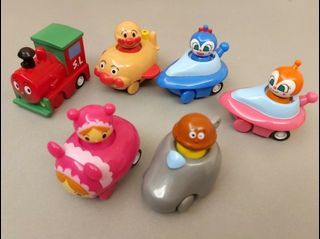 【絕版】面包超人 扭蛋 玩具 回力車  （齊一套6架）不散買
