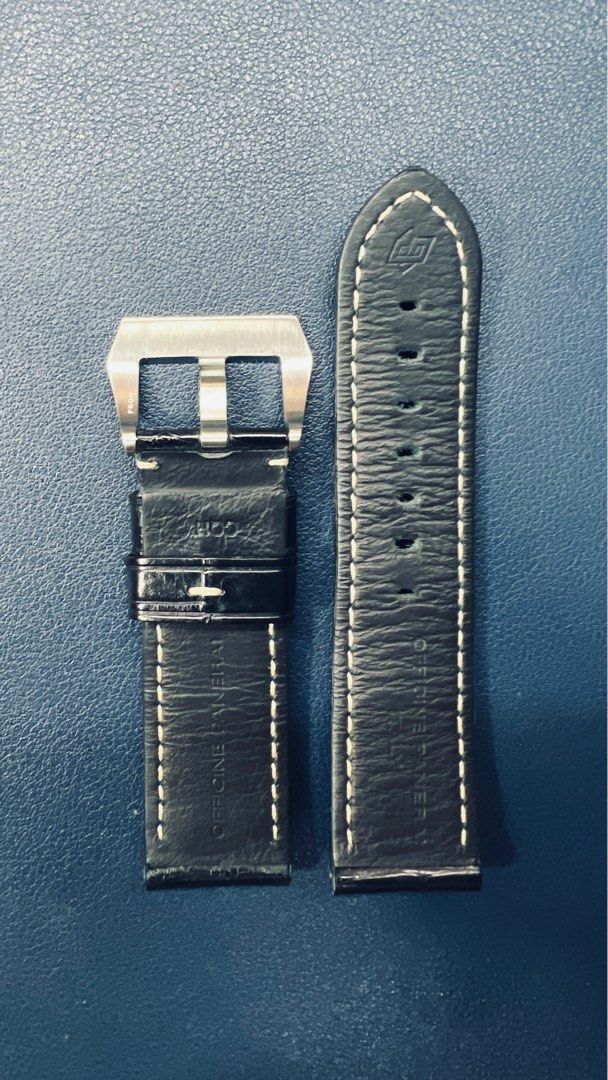 全新）原廠沛納海Panerai 24mm 鱷魚皮錶帶錶扣, 他的時尚, 手錶及配件