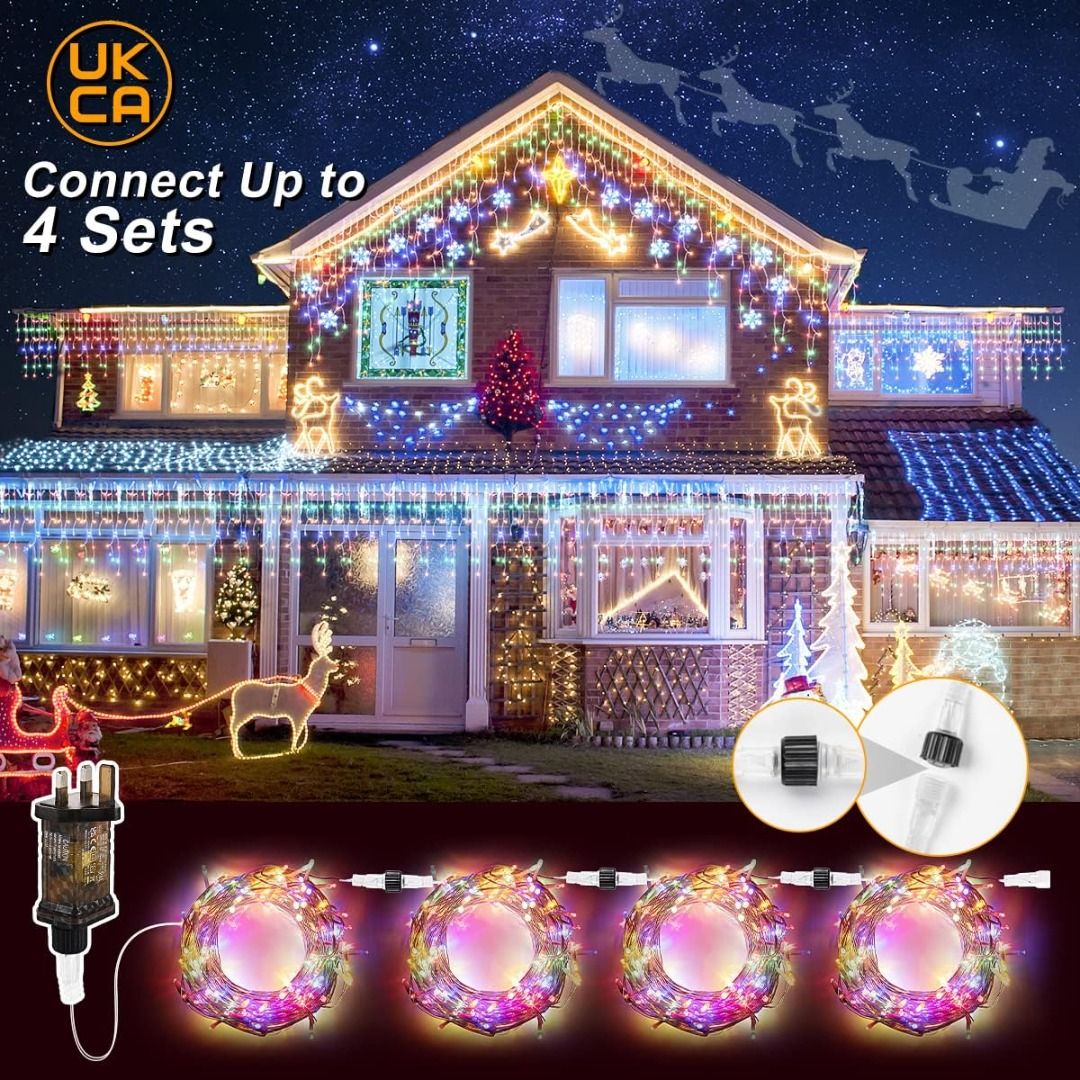???? CLEARANCE! Icicle Outdoor Christmas String Lights Fairy 7.5M 25FT 220 LED  Lights Warm 