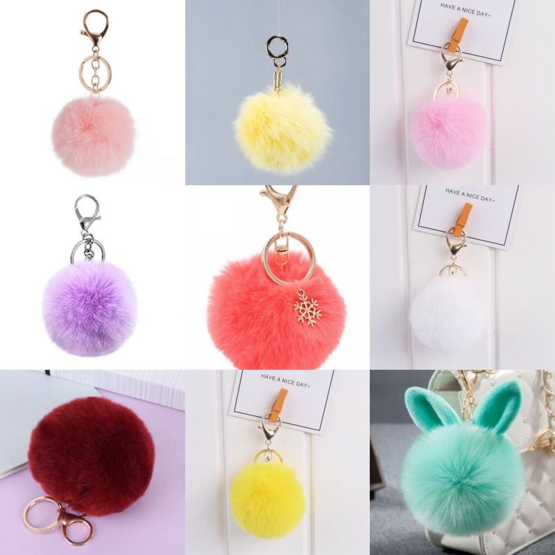 Cute Unicorn Pom Pom Fuzzy Keychains Wholesale