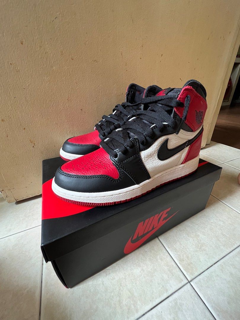 Air Jordan 1 Retro High OG Bred Toe GS Nike Shoe Men s Fashion