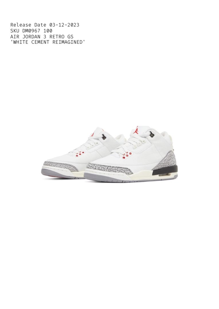 Air Jordan 3 Retro 'White Cement Reimagined', 男裝, 鞋, 波鞋