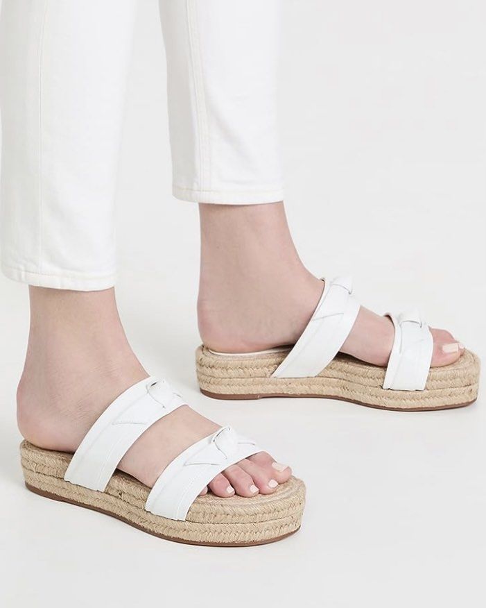 White flatform outlet espadrille sandals