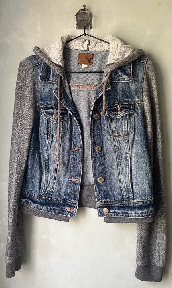 American eagle hooded denim jacket sale