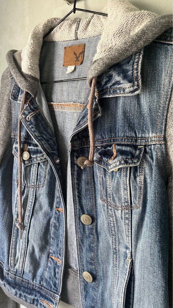 American Eagle Hoodie Denim Jacket Women s Fashion Coats