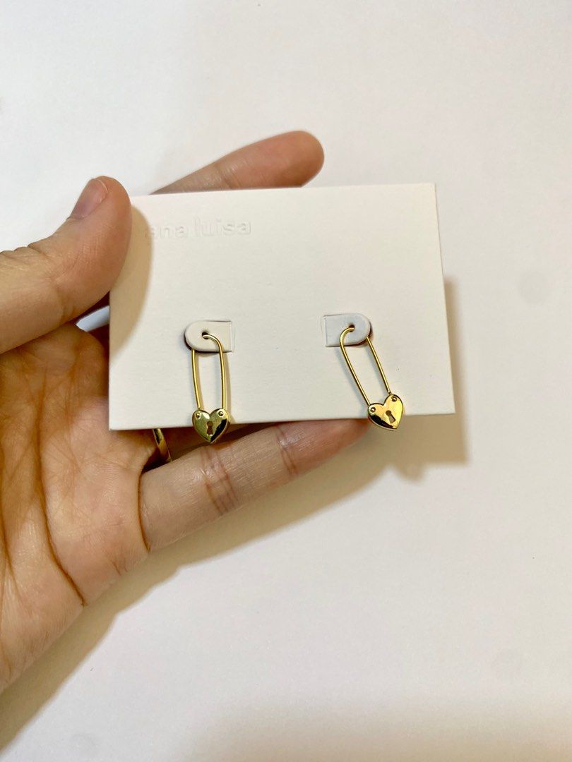 Heart Safety Pin Earrings