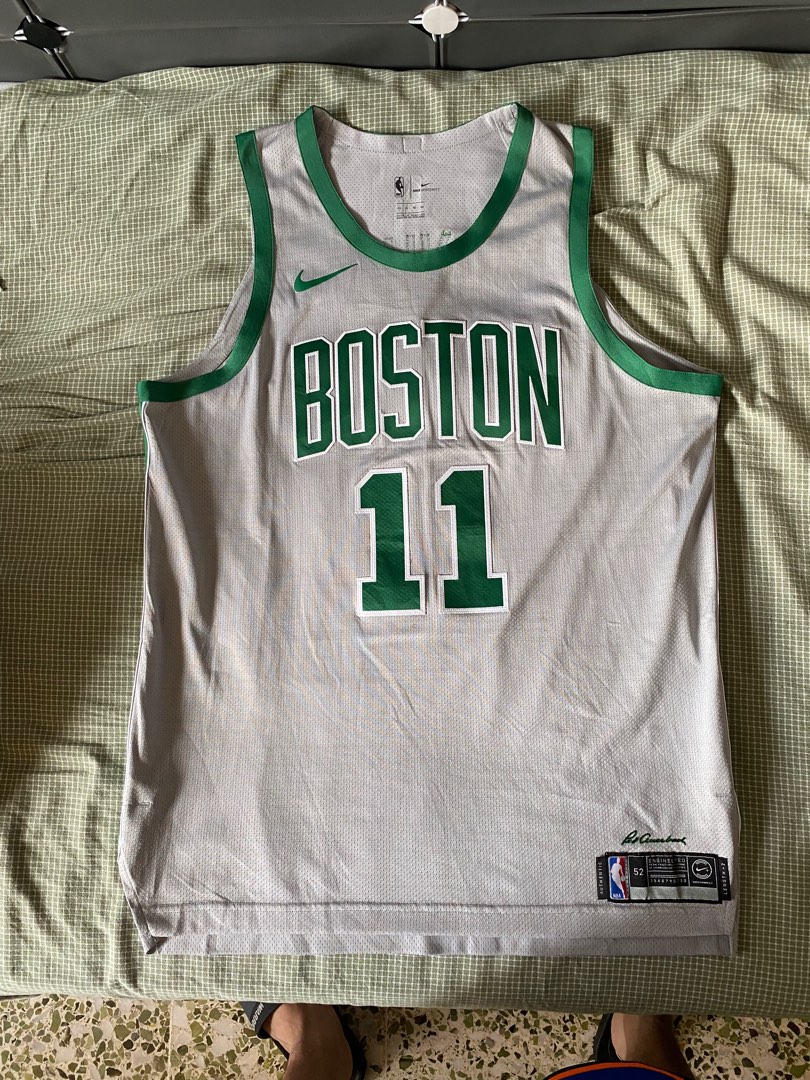 Nba Nike Boston Celtics Jersey Kyrie Irving Green and Gray Mens Size 52