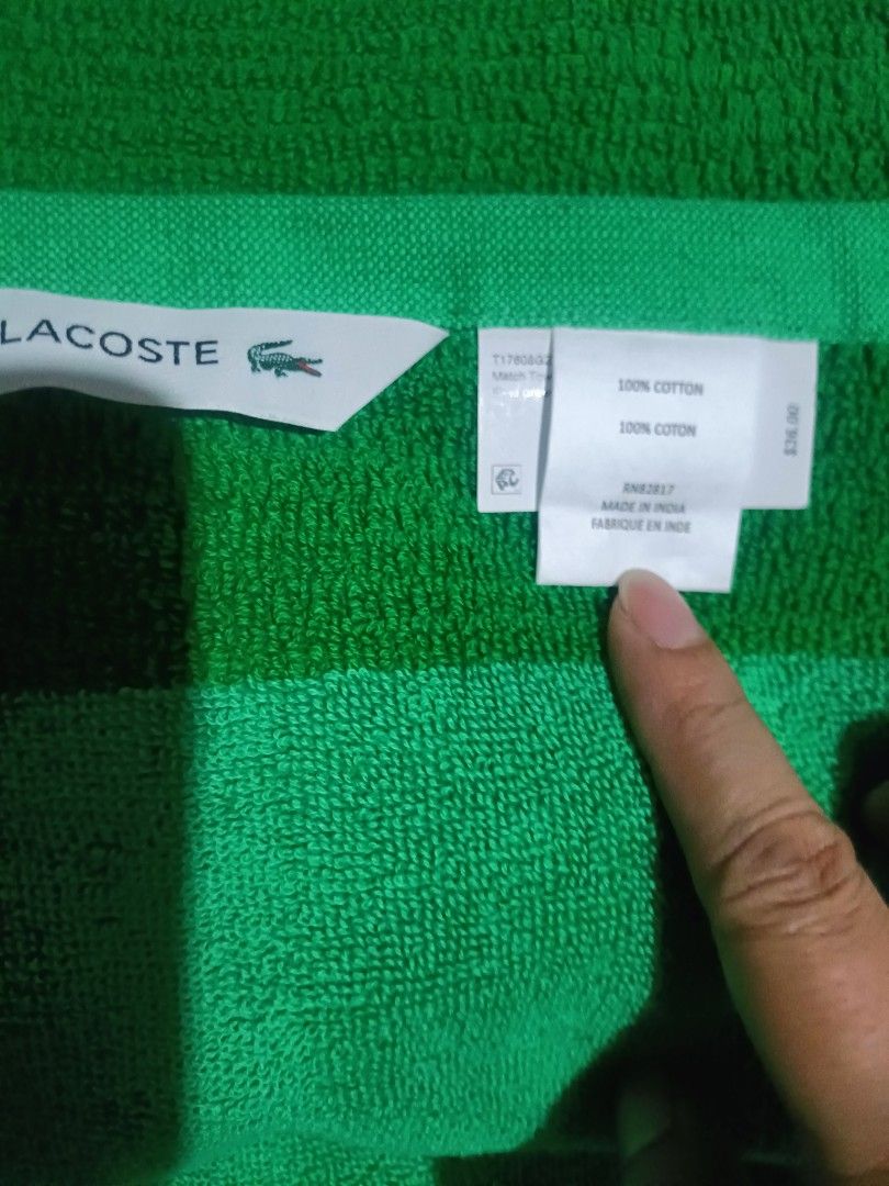 Authentic la coste bath towel (Category: Bath) located in Quezon City. Submitted by bshoppe_ (Listing ID 1250094532, Image 2). Description: guaranteed authentic fr US.