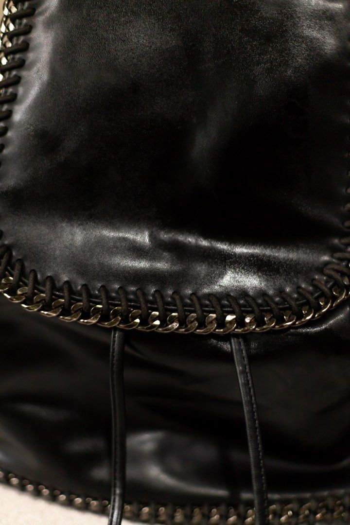 Black leather Backpack with silver hardware detailing on Carousell