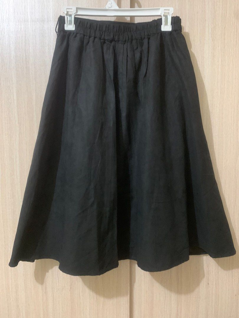 Black suede flare skirt top
