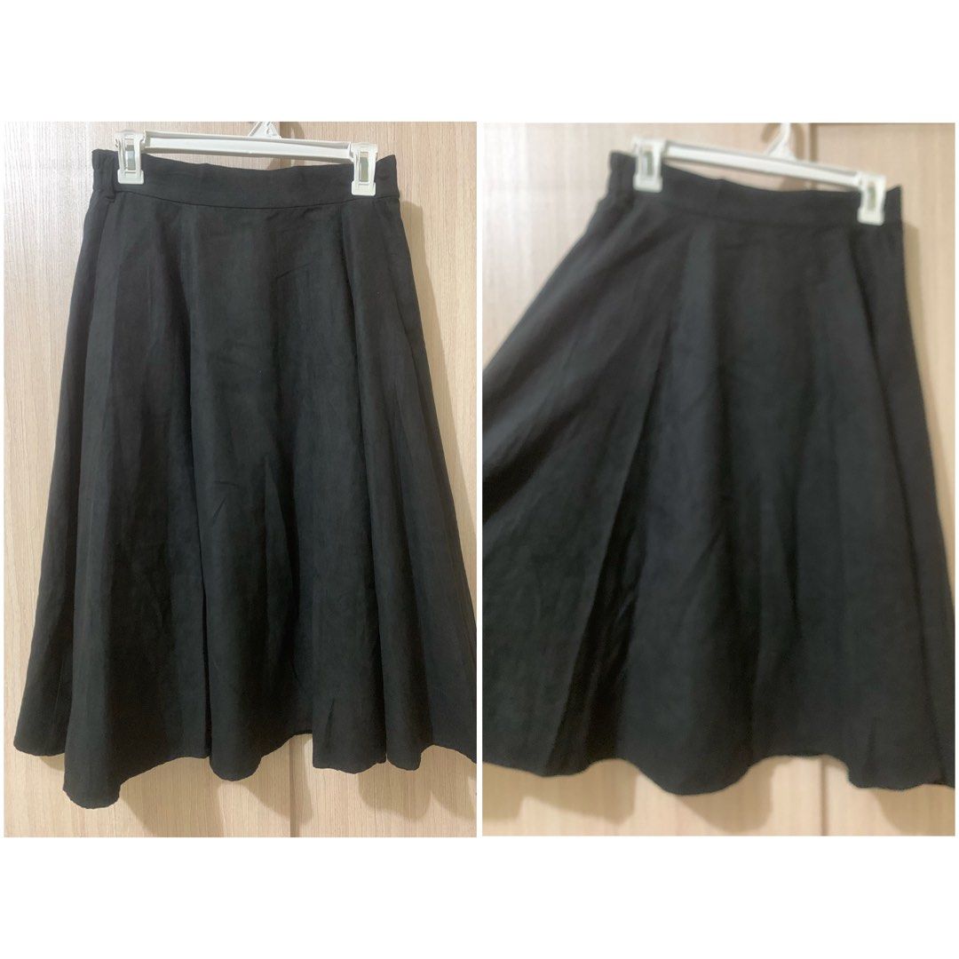 Black suede flare skirt new arrivals