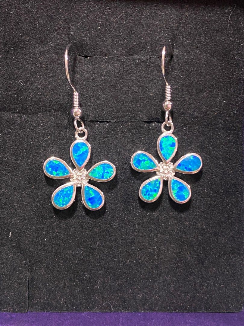 Real blue discount opal earrings