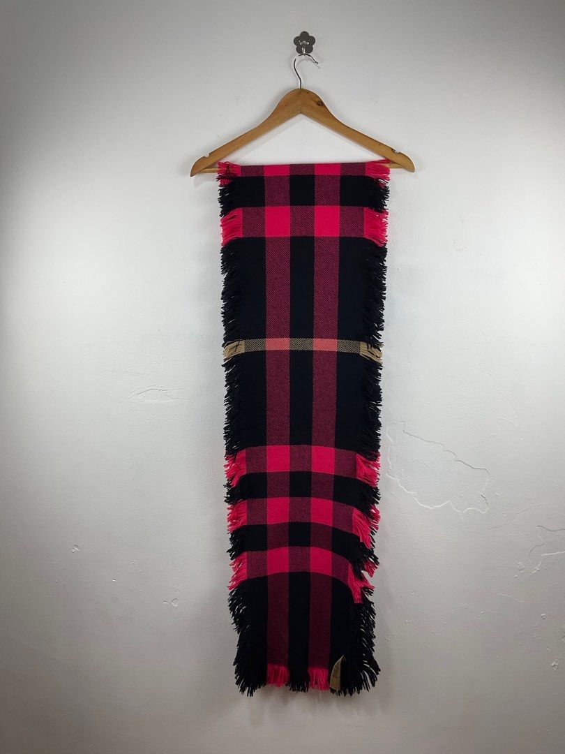 Burberry half mega fashion wool fringe scarf top